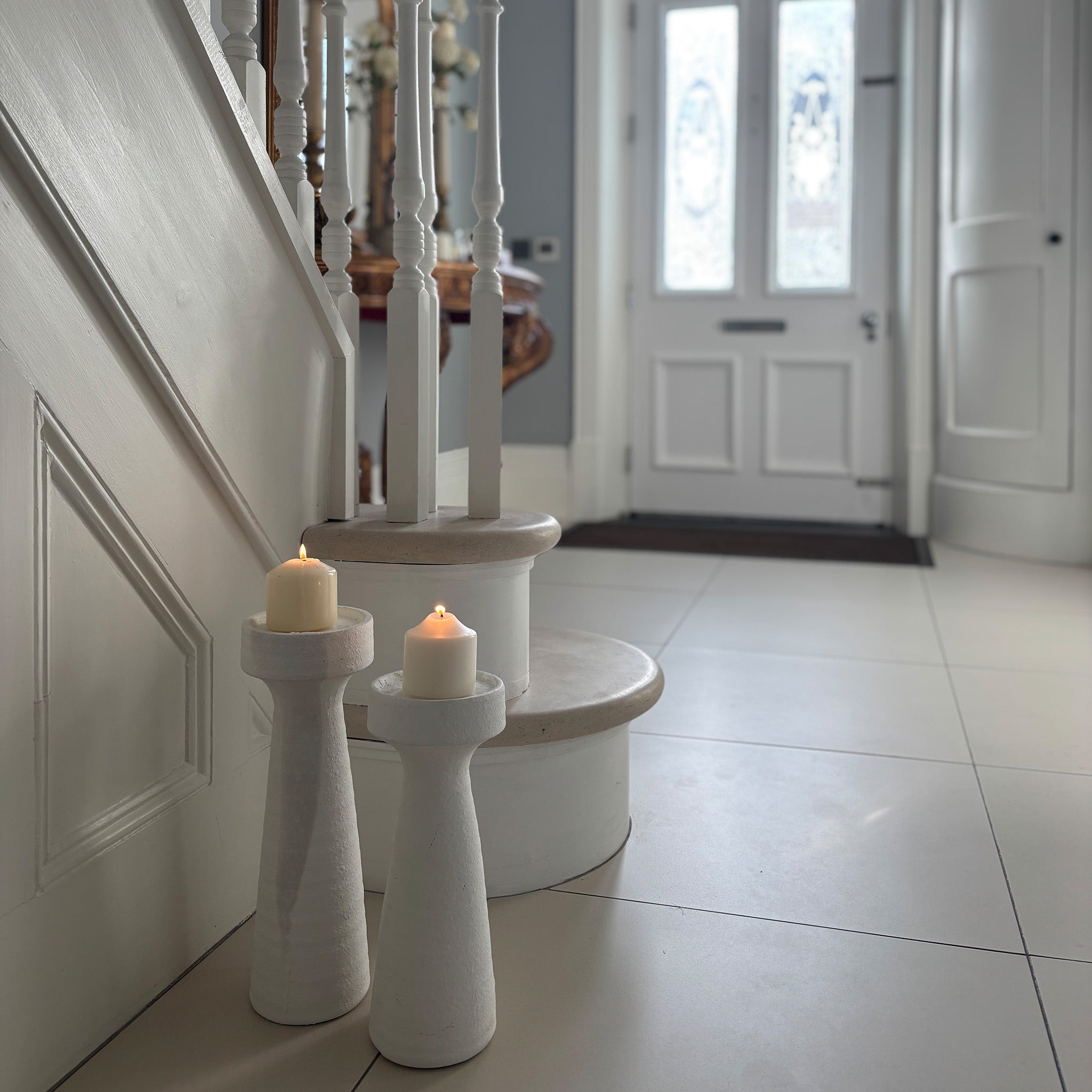 White Column Candle Holder - Medium